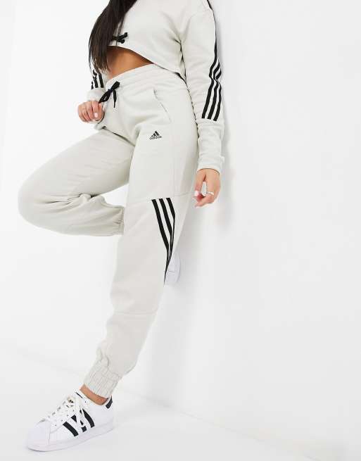adidas training 3 stripe oversized joggers