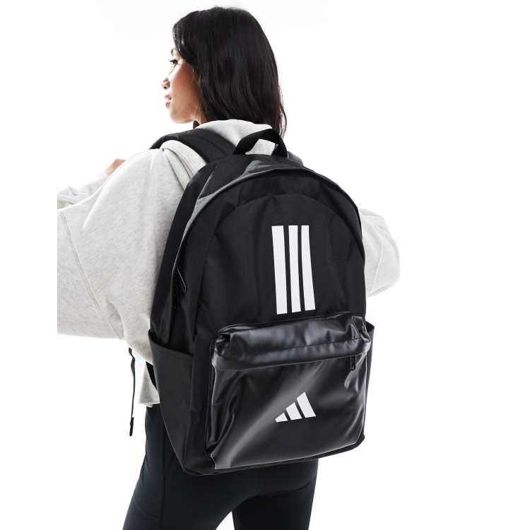 adidas Training 3 stripe pocket backpack in black | ASOS
