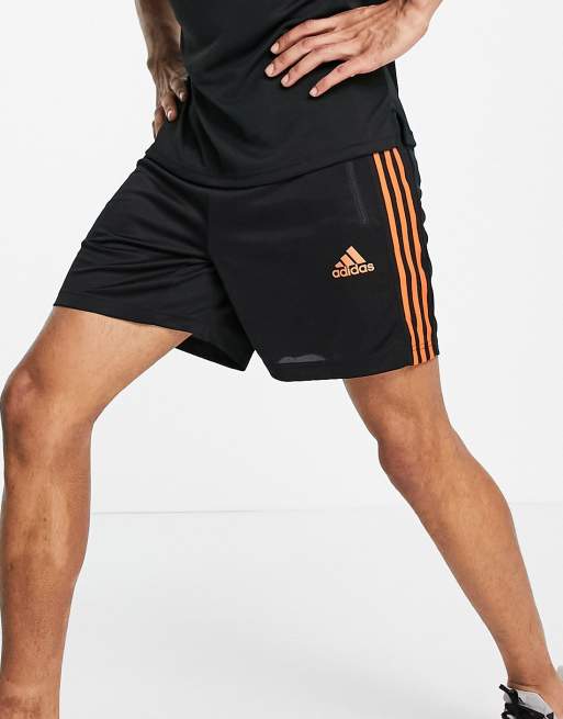 adidas Training 3 stripe shorts in black