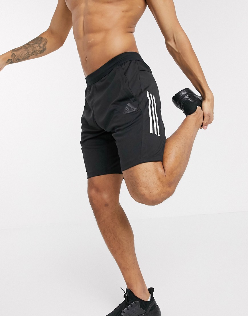 Adidas Training 3 stripe shorts in black