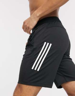 adidas training 3 stripe shorts in black