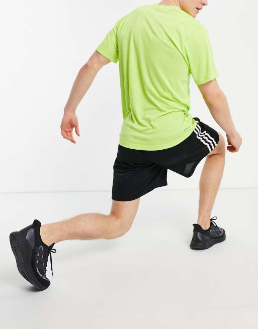 adidas Training 3 stripe shorts in black