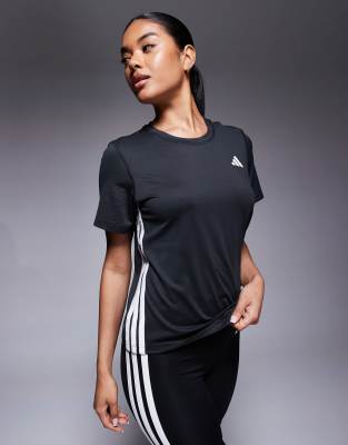 asos adidas Training 3 stripe t-shirt in black