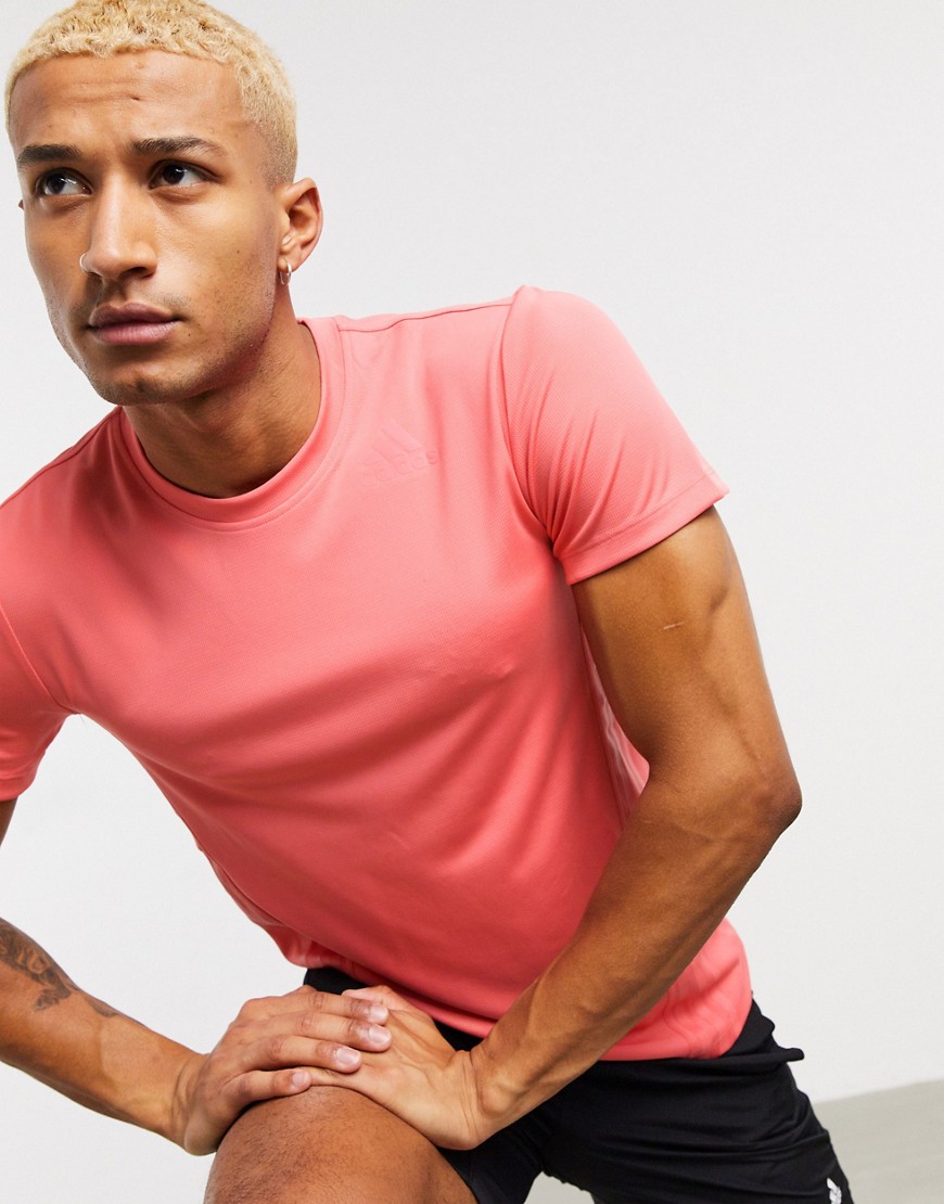 Adidas Training 3 stripe t-shirt in pink