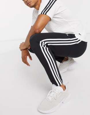 adidas training 3 stripe tiro joggers in black