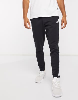 adidas training 3 stripe tiro joggers in black