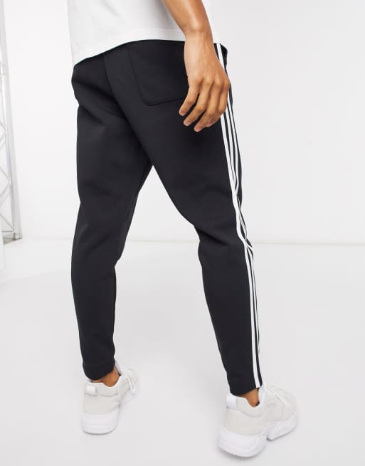 Adidas training 3 stripe tiro joggers in black clearance