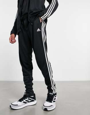 adidas training 3 stripe tiro joggers in black