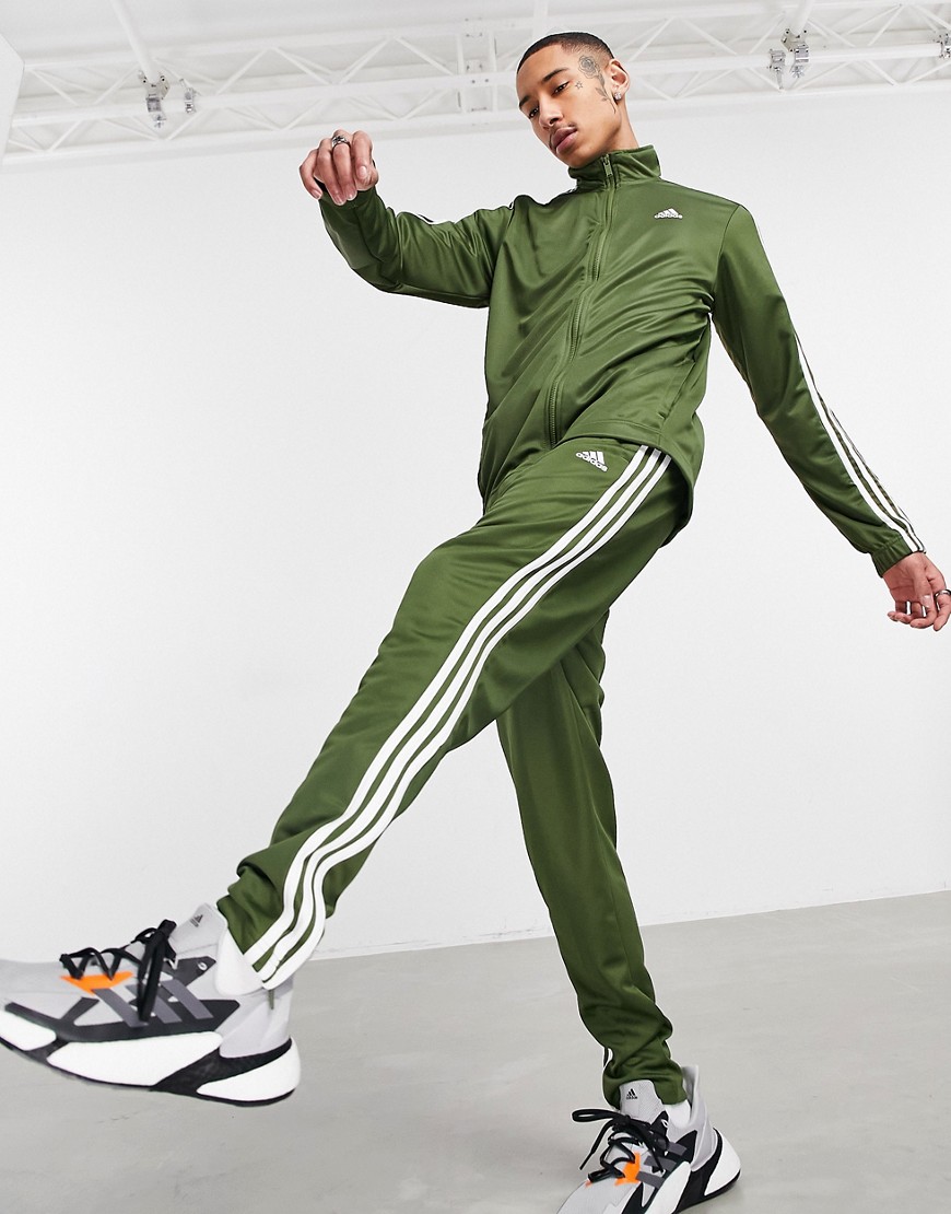 adidas Training 3 stripe Tiro tracksuit in khaki-Green