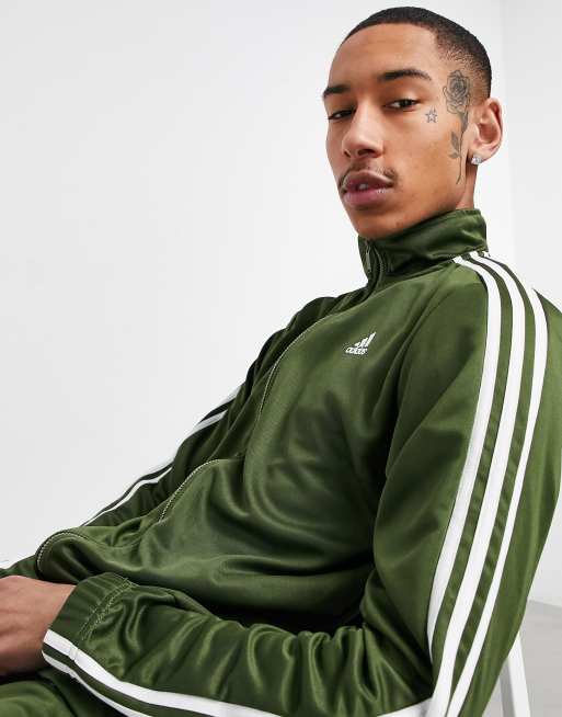 Khaki adidas track on sale top