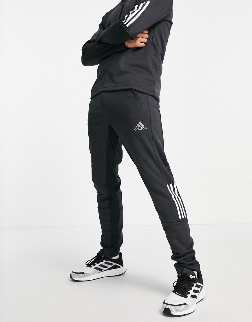 Adidas Training 3 stripe training jogger in black