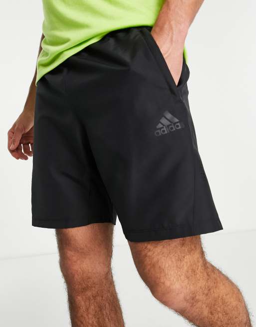 adidas Training 3 Stripes 8inch shorts in black