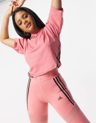 adidas leggings with pink stripes