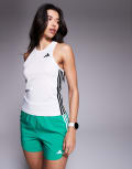[adidas performance] adidas Training 3 Stripes singlet top in white L White/Black