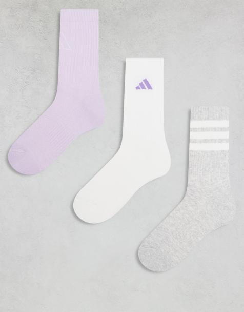 adidas Training – 3er-Pack Crew-Socken in Grau, Weiß und Flieder - view 1