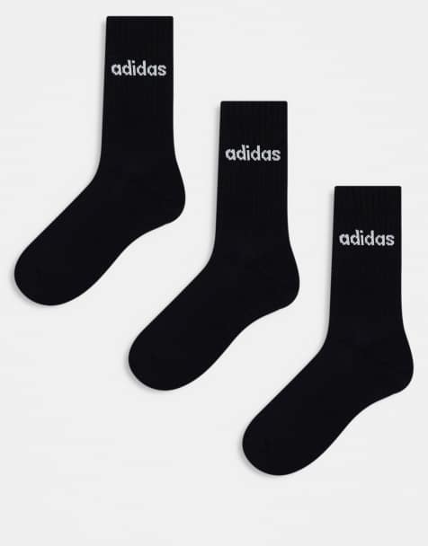 adidas Training – 3er-Pack Crew-Socken in Schwarz mit linearem Logo - view 1