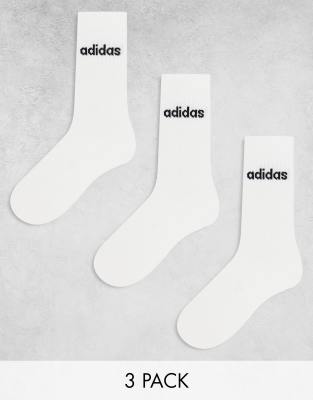 adidas Training - 3er-Pack Crew-Socken in Weiß mit linearem Logo-Bunt