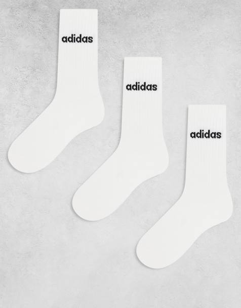 adidas Training – 3er-Pack Crew-Socken in Weiß mit linearem Logo - view 1