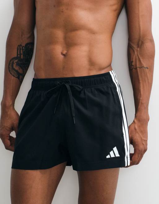 adidas Training 3in szorty kąpielowe z trzema paskami w czerni, 2 z 5