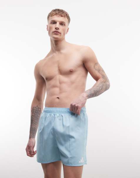 adidas - Training - 5 inch zwemshort in blauw en wit - view 1