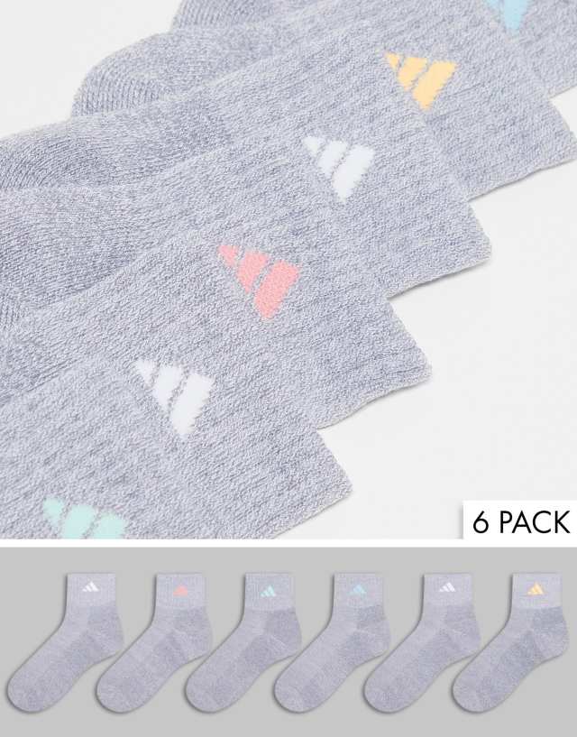 adidas Training 6 pack ankle socks in gray