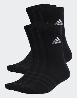 adidas Training - 6er-Pack gepolsterte Crew-Socken in Schwarz