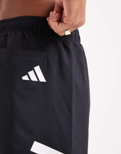 adidas Training 8" 3 stripe swim shorts in black, 5 of 5