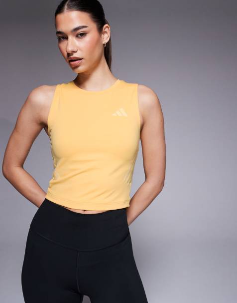 adidas Training Adi365 tank top with reflective stripes in orange