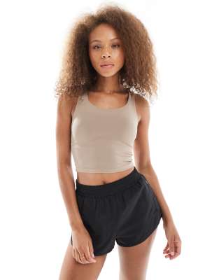 adidas Training Adidas all me medium support bra tank top in chalky brown - view 1