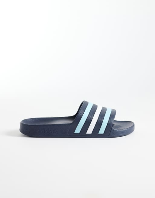 adidas Training - Adilette Aqua - Marineblå sliders med hvide og lyseblå detaljer, 3 af 4