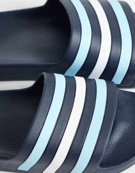 adidas Training - Adilette Aqua - Marineblå sliders med hvide og lyseblå detaljer, 4 af 4