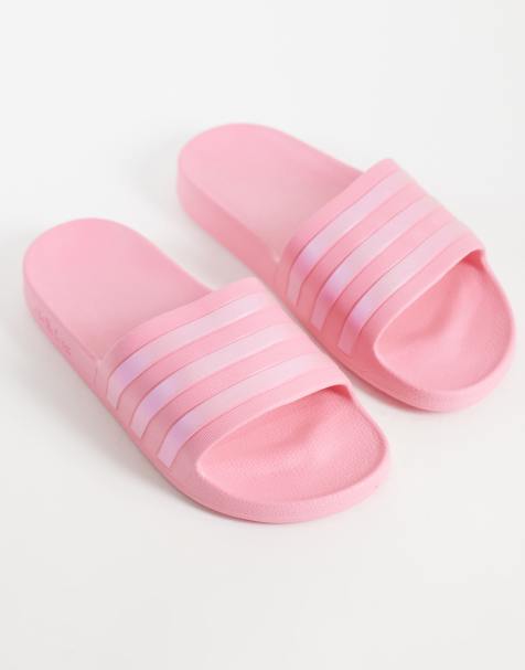 adidas Training – Adilette Aqua – Rosa och metalliska tofflor - view 1