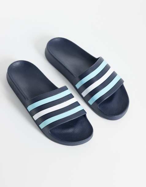 adidas Training – Adilette Aqua – Slider in Marineblau, Weiß und Blau - view 1