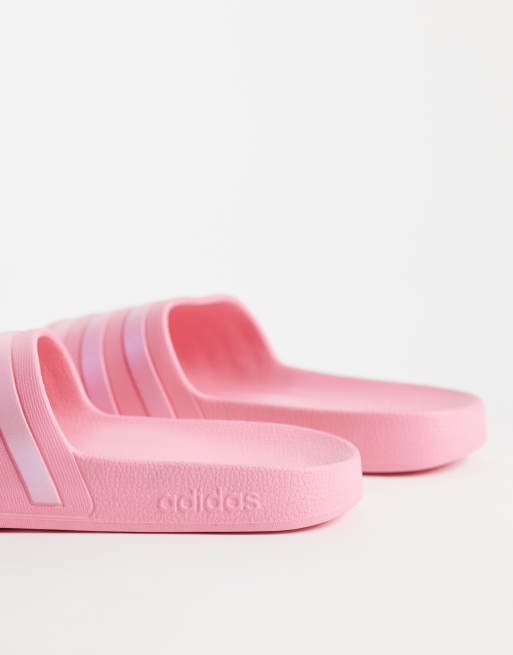 adidas Training Adilette Aqua sliders in pink and metallic, 4 of 4