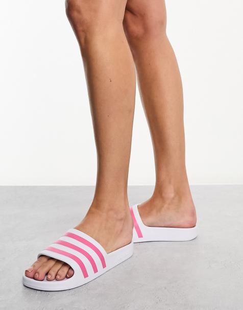 adidas - Training - Adilette - Slippers in wit en roze - view 1
