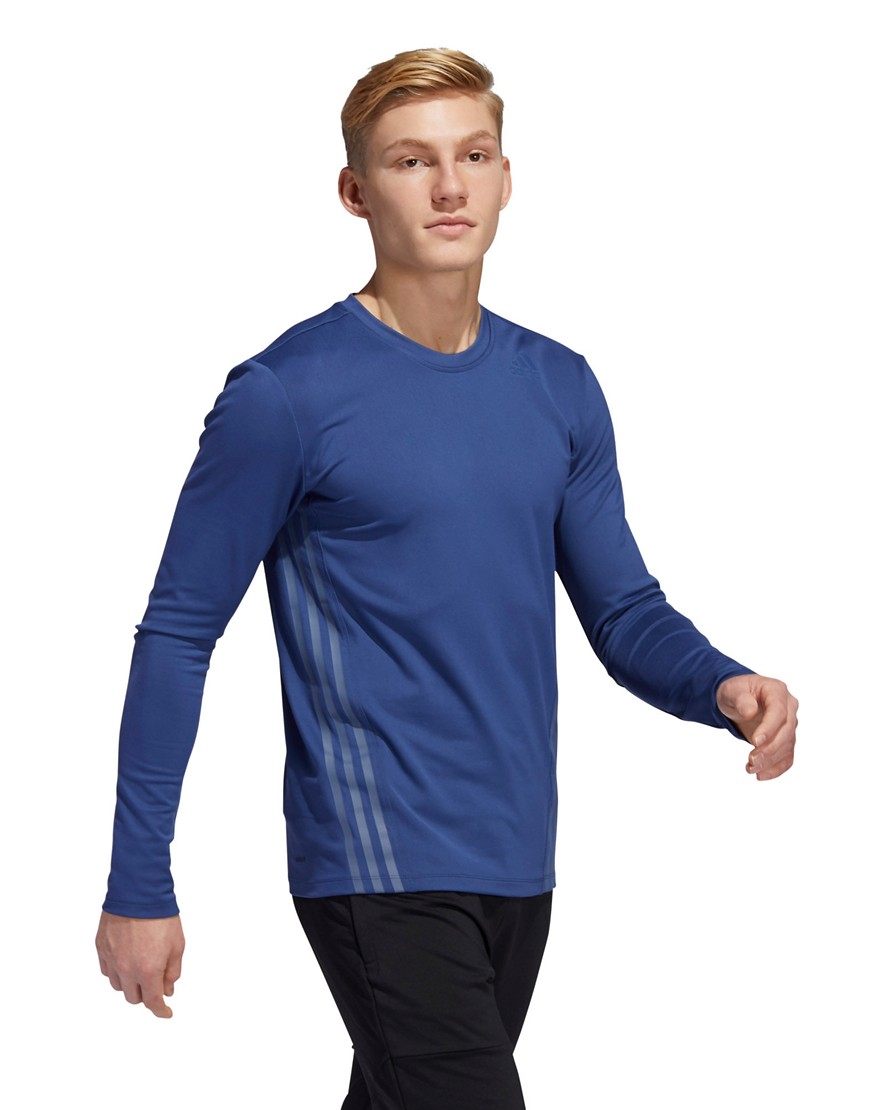 Adidas Training Aero long sleeve top in blue-Blues