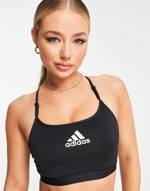 adidas Training aero react low support sports bra in black