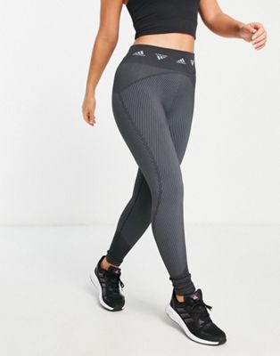 adidas Training Aeroknit repeater logo 7/8 leggings in black