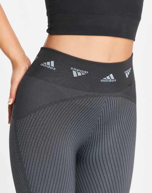 adidas Training Aeroknit repeater logo 7/8 leggings in black