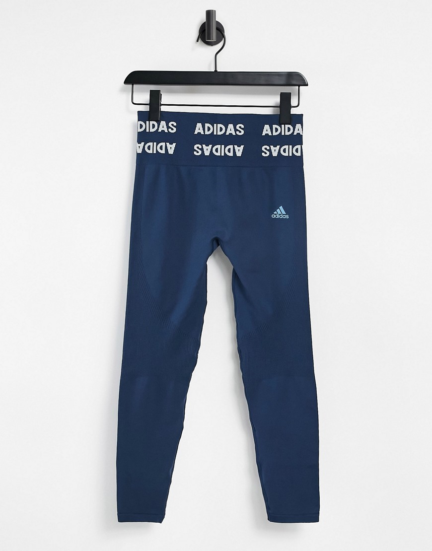 Adidas Training Aeroknit seamless leggings in navy