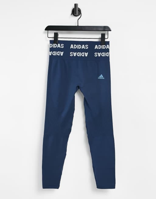 adidas Training Aeroknit seamless leggings in navy