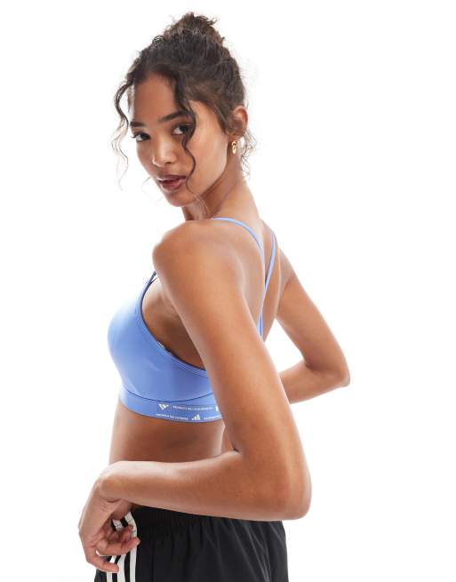 adidas Training - Aeroreact - Brassière de sport à 3 bandes - Bleu fusion , 3 de 4