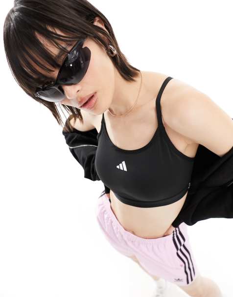 adidas Training Train icons low support sports bra in white