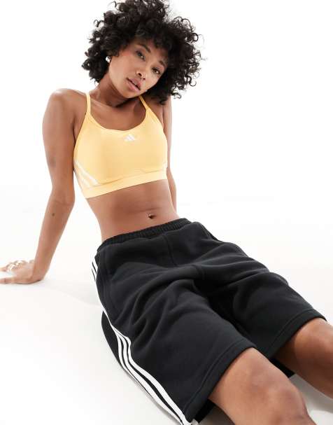 adidas Training aeroreact low support sports bra in yellow - view 1