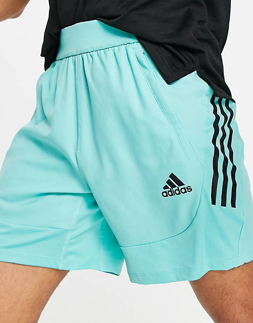 adidas Training Aeroready 3 stripe tech shorts in mint