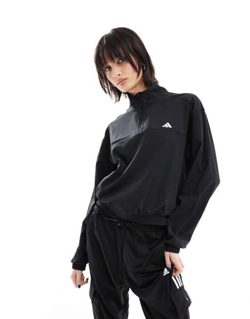 adidas Training – Aeroready – Oberteil aus Webstoff in Schwarz mit kurzem 1/4-Reißverschluss