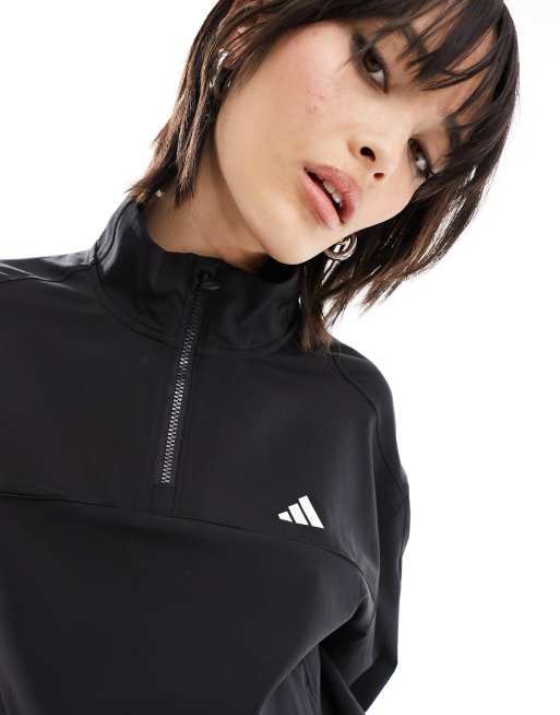 adidas Training - Aeroready - Top nero con zip corta, 2 di 4