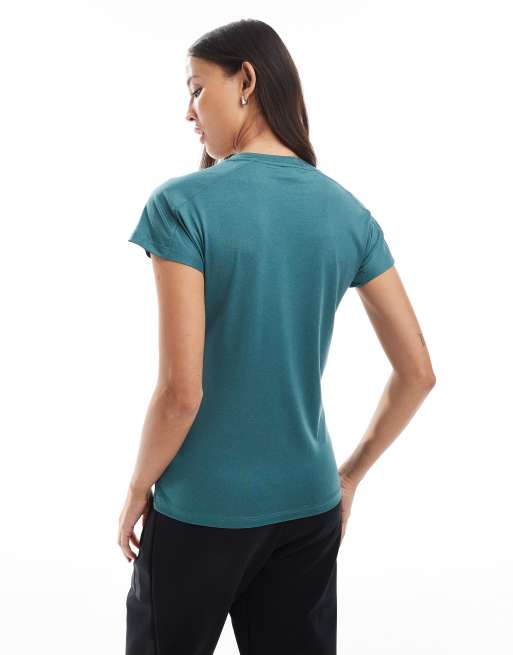adidas Training Aeroready train essentials minimal branding v-neck tee in preloved teal / white , 4 of 4