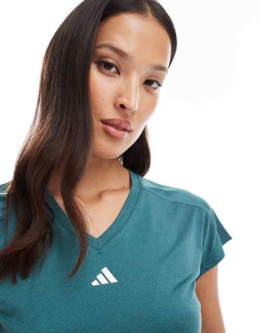 adidas Training – Aeroready Train Essentials – T-Shirt in Preloved Teal und Weiß mit dezentem Logo , 2 von 4