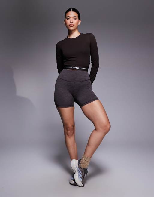 adidas Training All Me 5 inch legging shorts in coffee brown, 2 of 5